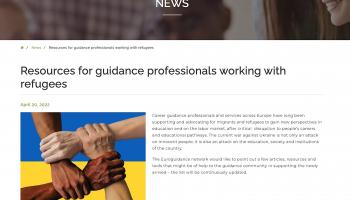 Skjermdump av Euroguidance sin ressurs for deg som jobber med flyktninger