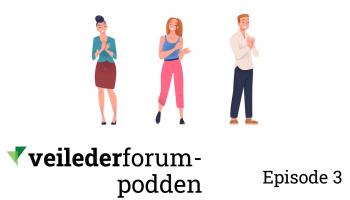 Illustrasjonsbilde med logo Veilederforum-podden