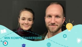 Bilde av Marit og Tomas med Min kompetansereise-logo.