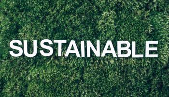 Bilde av tekst hvor det står Sustainable
