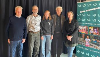 Bilde av noen av de som var med og arrangerte fagdag om karriereveiledning og bærekraft: Geir Endregard, Peter Plant, Elisabeth Erlimo (Vitensenteret Innlandet), Geir Syvertsen og Kristine Winjevoll.