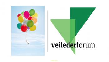 Illustrasjon med Veilederforum-logo og ballonger