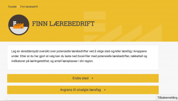 Skjermbilde av Finn lærebedrift