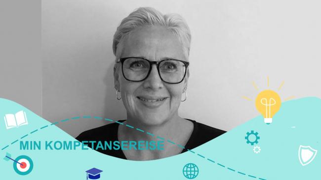 Logo "Min kompetansereise" og portrett av Lene Aukland Heiberg