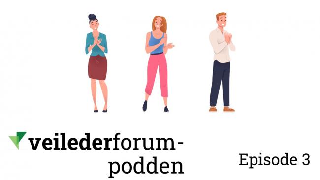 Illustrasjonsbilde med logo Veilederforum-podden