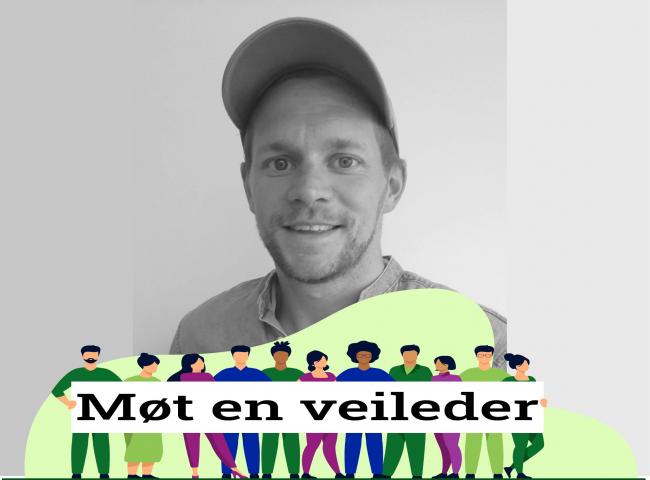 Portrett av Jan Erik Johannessen og logo: Møt en veileder