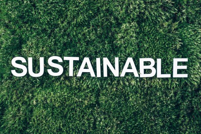 Bilde av tekst hvor det står Sustainable