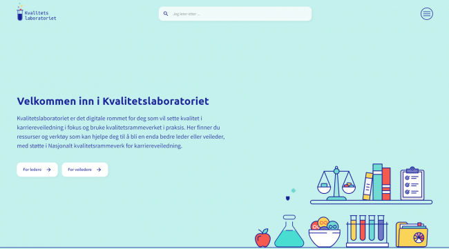Skjermdump av forsiden til Kvalitetslaboratoriet