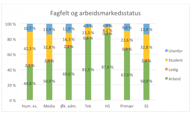 Graf: Fagfelt og arbeidsmarkedsstatus